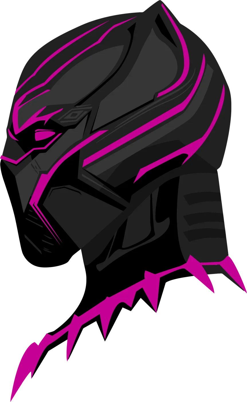 Neon magenta Black Panther side-profile helmet