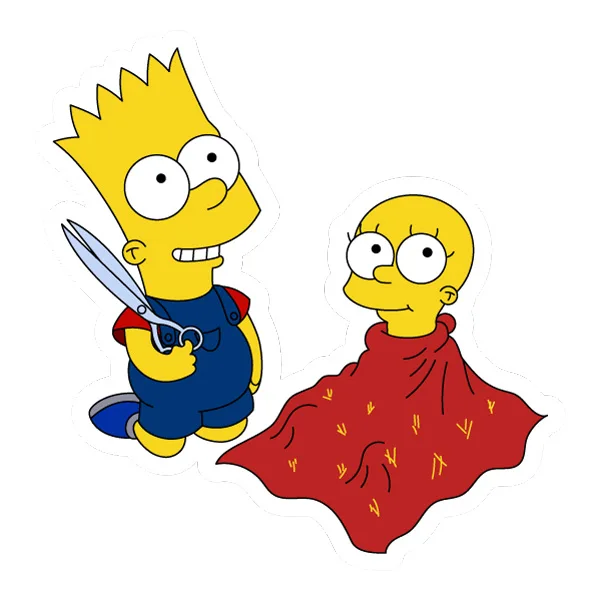 Bart Simpson Holding Scissors with Bald Lisa Simpson SVG PNG Clipart Bart Simpson Holding Scissors with Bald Lisa Simpson SVG PNG Clipart - Free Cartoon Vector Illustration PNG SVG AI EPS Download