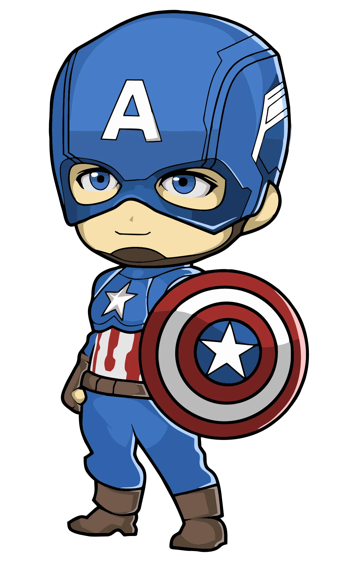 Captain America Chibi SVG PNG Clipart for Cricut Cut File Captain America Chibi SVG PNG Clipart for Cricut Cut File - Free Cartoon Vector Illustration PNG SVG AI EPS Download