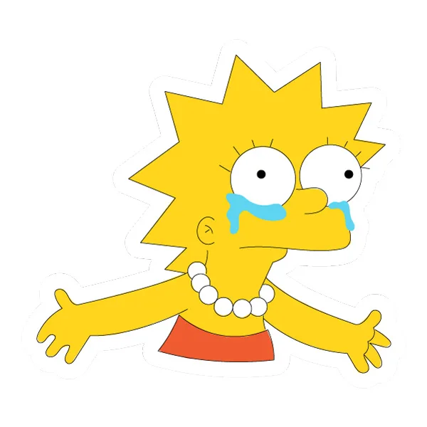 Crying Lisa Simpson Reaching Out Sticker Style Upper Body SVG PNG Clipart Crying Lisa Simpson Reaching Out Sticker Style Upper Body SVG PNG Clipart - Free Cartoon Vector Illustration PNG SVG AI EPS Download