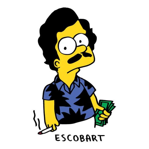 Escobart Pablo Escobar Simpsons Style Standing with Cash SVG PNG Clipart Escobart Pablo Escobar Simpsons Style Standing with Cash SVG PNG Clipart - Free Cartoon Vector Illustration PNG SVG AI EPS Download