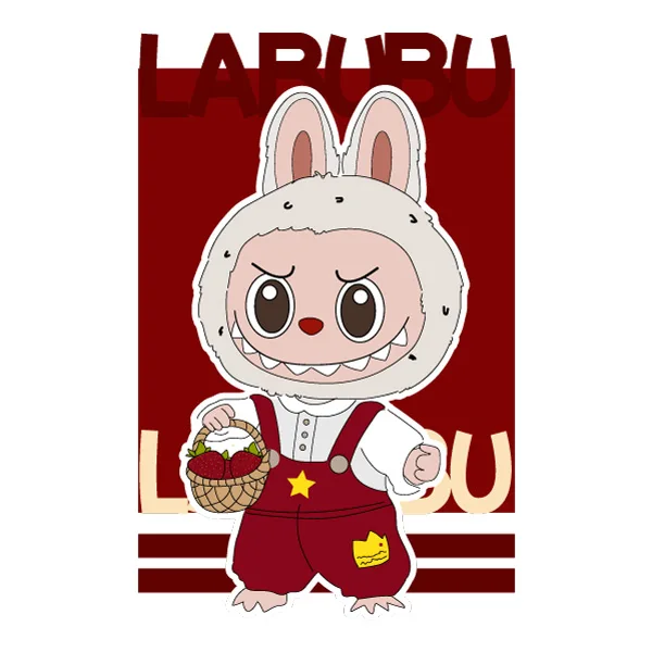 Labubu Bunny Costume Standing with Strawberry Basket Flat Mascot SVG PNG Clipart Labubu Bunny Costume Standing with Strawberry Basket Flat Mascot SVG PNG Clipart - Free Cartoon Vector Illustration PNG SVG AI EPS Download