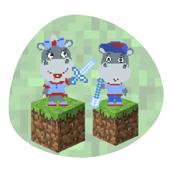 Minecraft Hippo Characters Standing on Blocks Pixel Art SVG PNG Clipart Minecraft Hippo Characters Standing on Blocks Pixel Art SVG PNG Clipart - Free Cartoon Vector Illustration PNG SVG AI EPS Download