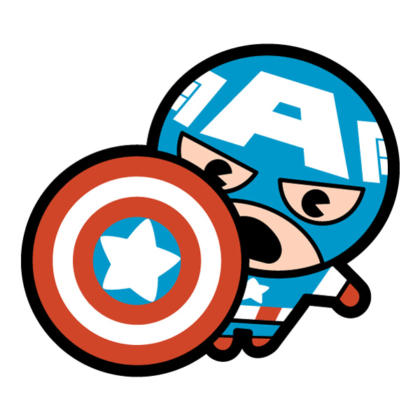 Peeking Chibi Captain America Shouting with Shield SVG PNG Clipart - Free Cartoon Vector PNG SVG AI EPS Download