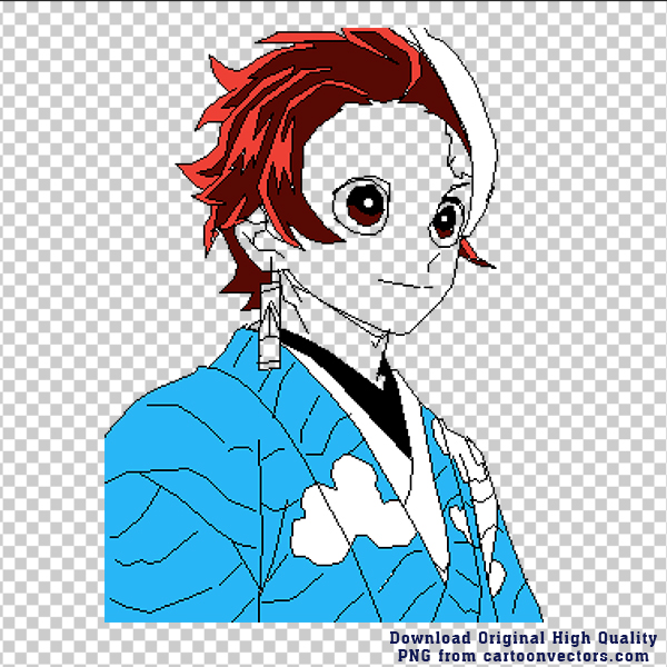 Smiling Tanjiro Kamado Bust Pixel Art SVG PNG Clipart - Free Cartoon Vector PNG SVG AI EPS Download