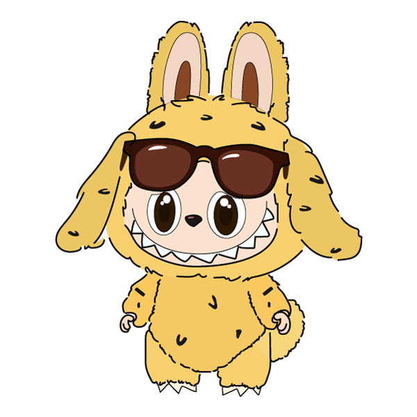 Standing Labubu Doll with Sunglasses Mascot Style Full Body SVG PNG Clipart - Free Cartoon Vector PNG SVG AI EPS Download
