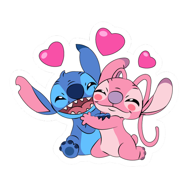 Stitch and Angel Hugging Full Body Sticker Style SVG PNG Clipart - Premium Cartoon Vector PNG SVG AI EPS Download
